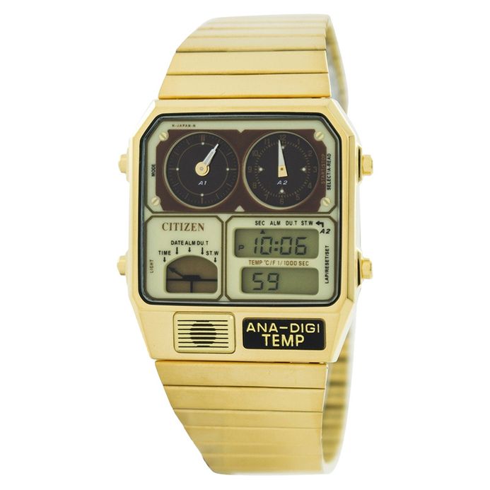 Citizen JG2002-53P Retro Ana-Digi Temperature Classic Gold-tone Stainless  Steel