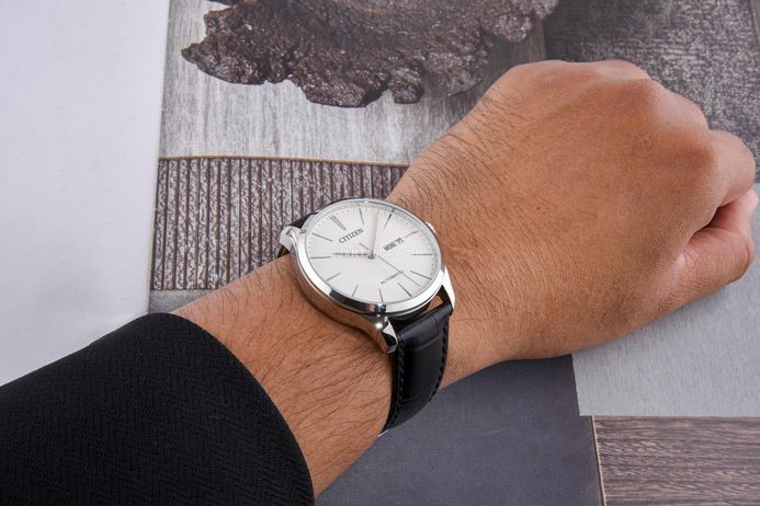 Citizen Mechanical NH8350-08B Automatic White Dial Black Leather Strap