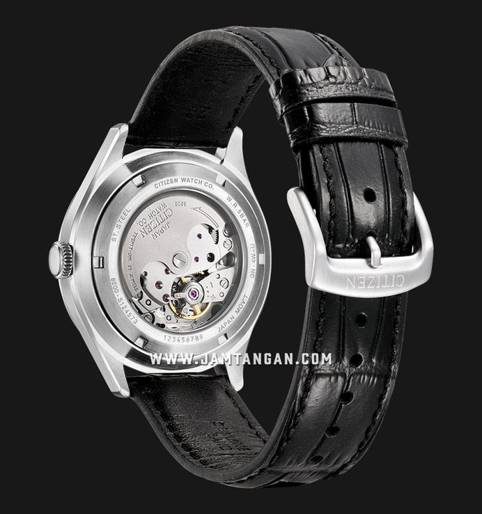 Citizen C7 Mechanical NH8390-20L Crystal Seven Reissue Men Blue Dial Black Leather Strap