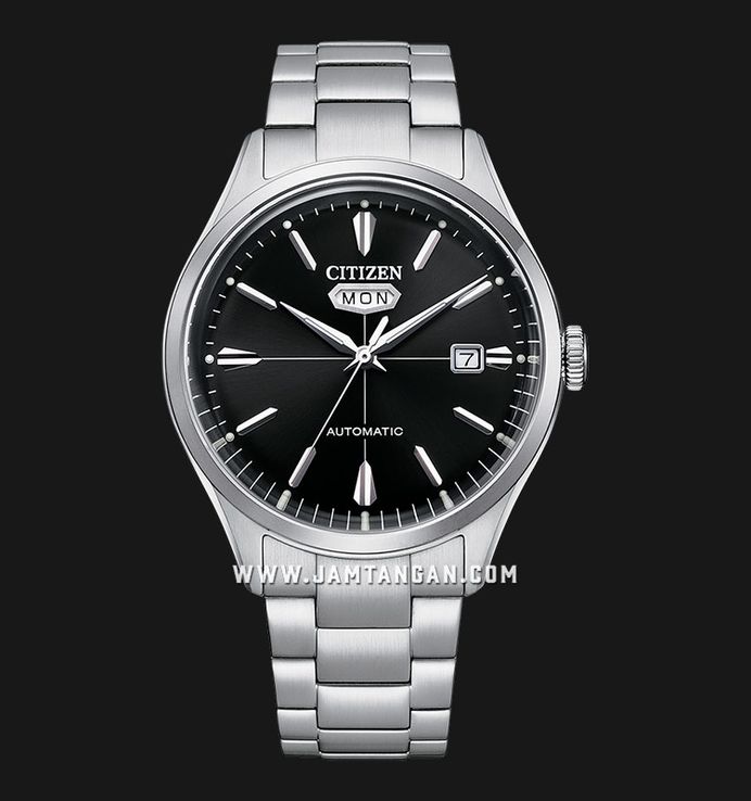 Citizen C7 Mechanical NH8391-51E Crystal Seven Reissue Men Black Dial Stainless Steel Strap