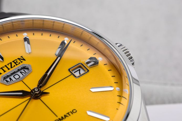 Citizen C7 Mechanical NH8391-51Z Crystal Seven Reissue Men Yellow Dial Stainless Steel Strap
