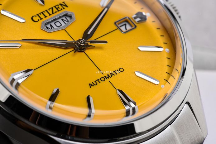 Citizen C7 Mechanical NH8391-51Z Crystal Seven Reissue Men Yellow Dial Stainless Steel Strap