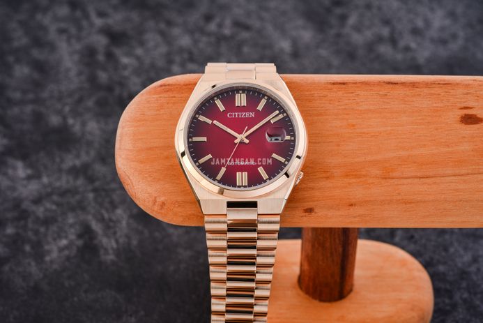 Citizen Mechanical NJ0153-82X Automatic Men Tsuyosa Red Dial Rose Gold Stainless Steel Strap