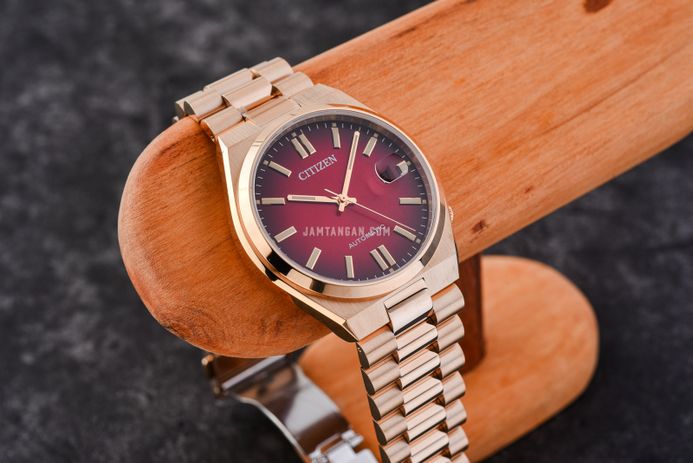 Citizen Mechanical NJ0153-82X Automatic Men Tsuyosa Red Dial Rose Gold Stainless Steel Strap