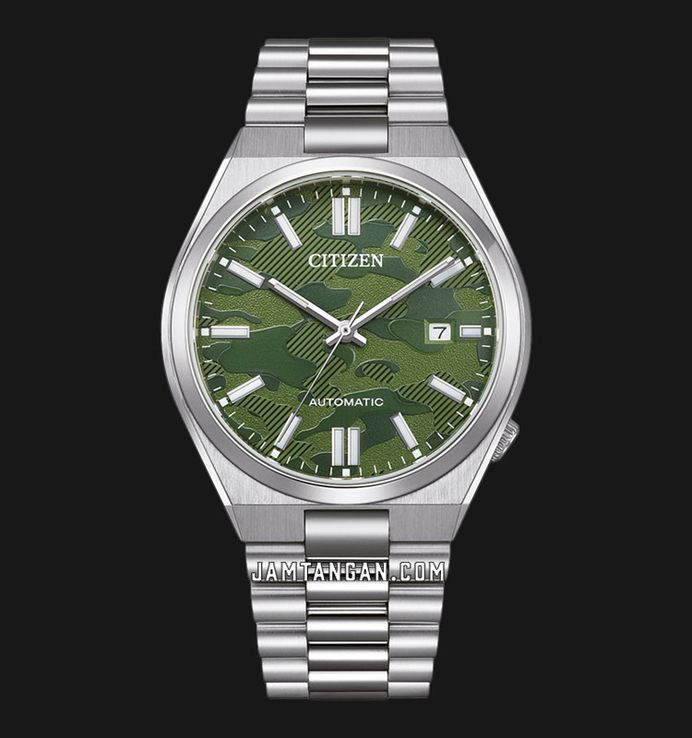 Citizen Mechanical NJ0159-86X Automatic Men Tsuyosa Green Camouflage Dial Stainless Steel Strap