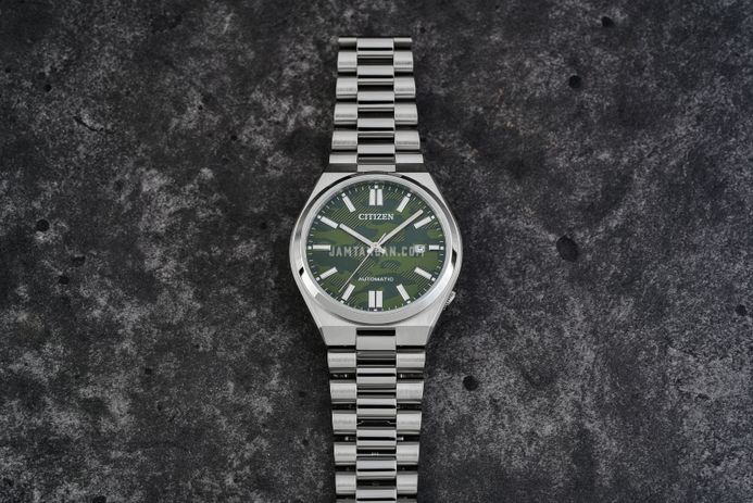 Citizen Mechanical NJ0159-86X Automatic Men Tsuyosa Green Camouflage Dial Stainless Steel Strap