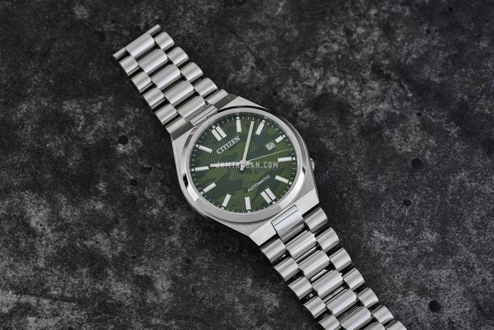 Citizen Mechanical NJ0159-86X Automatic Men Tsuyosa Green Camouflage Dial Stainless Steel Strap