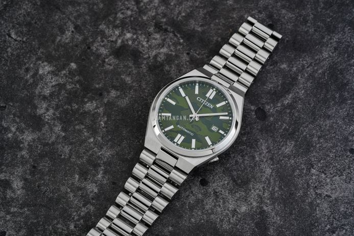 Citizen Mechanical NJ0159-86X Automatic Men Tsuyosa Green Camouflage Dial Stainless Steel Strap