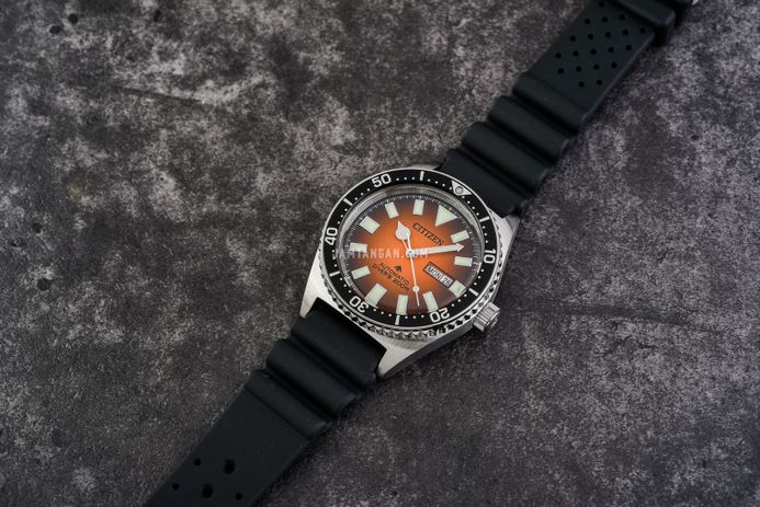 Citizen Promaster NY0120-01Z Automatic Men Orange Gradient Dial Black Rubber Strap