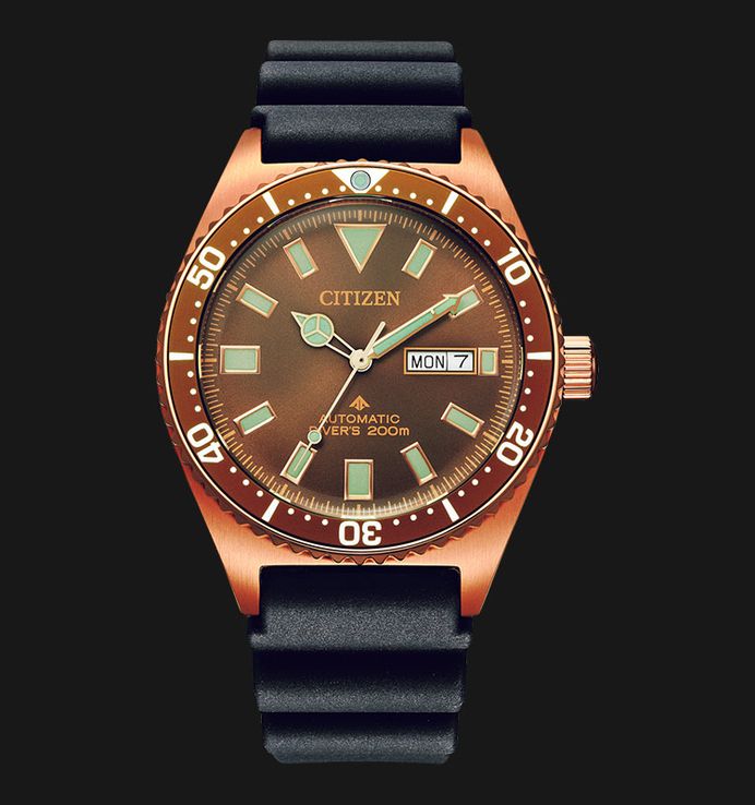 Citizen Promaster NY0125-08W Marine Automatic Divers 200M Light Brown Dial Black Rubber Strap