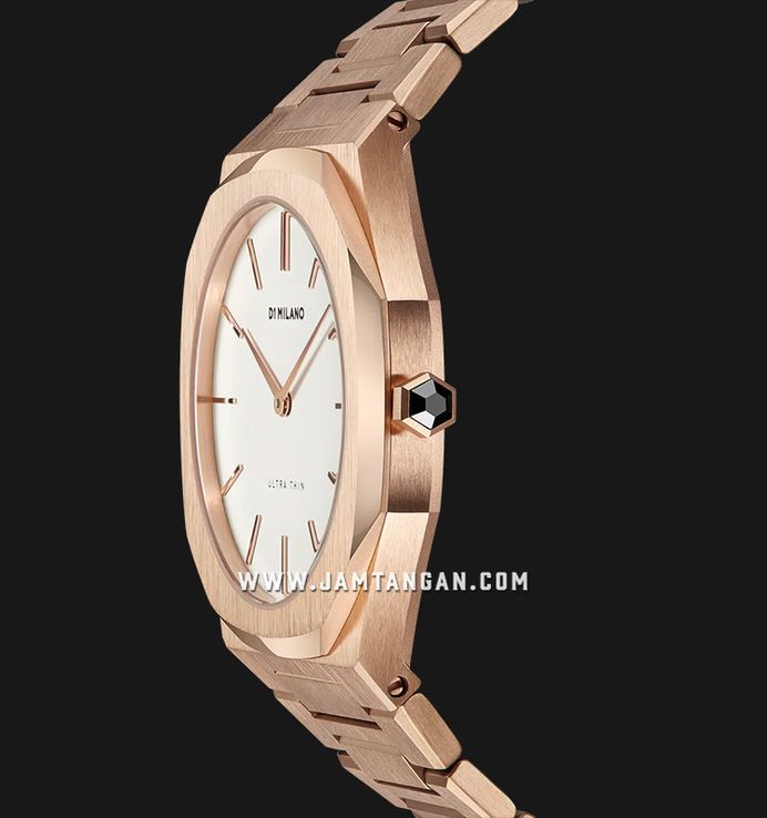 D1 Milano Ultra Thin D1-UTBL02 Eggshell White Dial Rose Gold Stainless Steel Strap