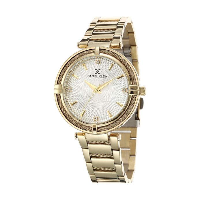 Daniel Klein DK112401-5 Ladies Silver Dial Gold Stainless Steel Strap