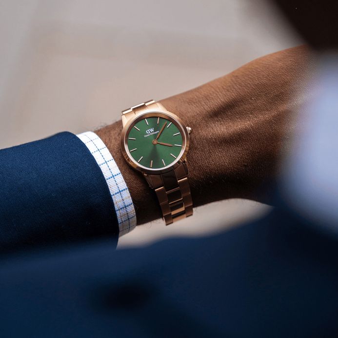 Daniel Wellington Iconic Link Emerald DW00100420 Green Dial Rose Gold Stainless Steel Strap