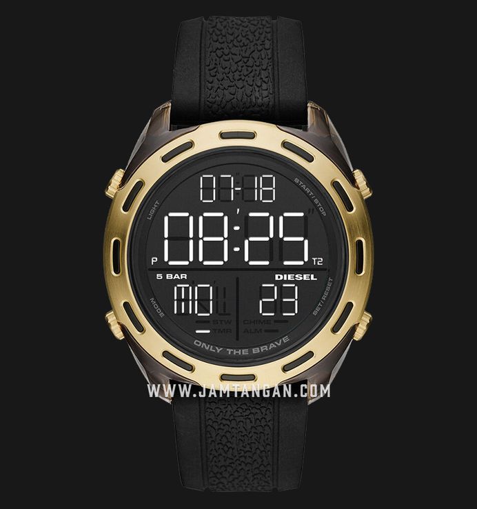Diesel Crusher DZ1901 Men Digital Dial Black Rubber Strap