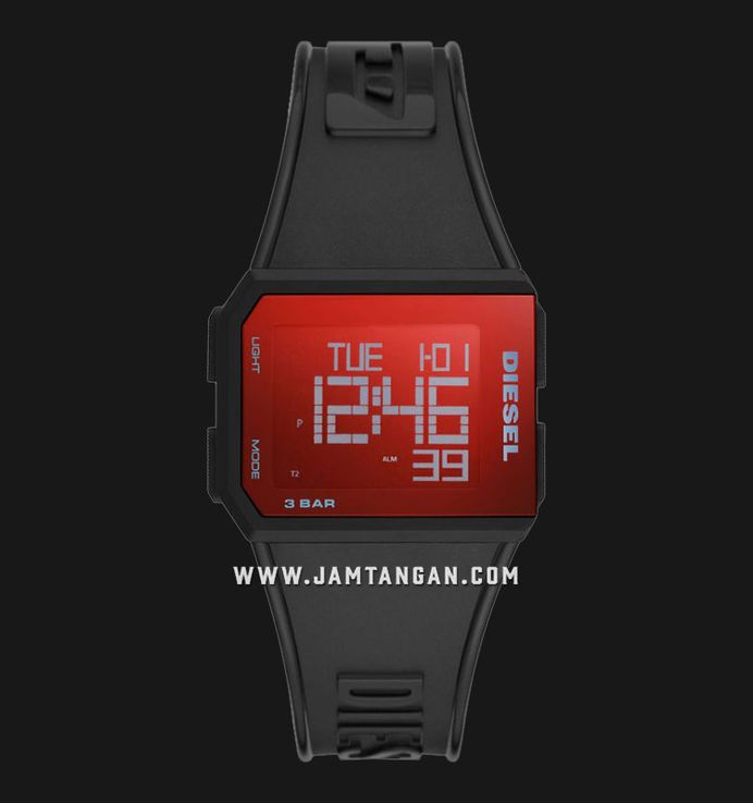 Diesel Chopped DZ1971 Digital Dial Black Rubber Strap