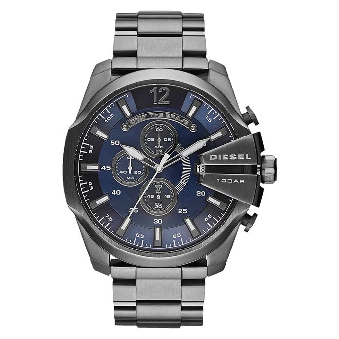 Diesel Mega Chief DZ4329 Chronograph Men Blue Dial Gunmetal