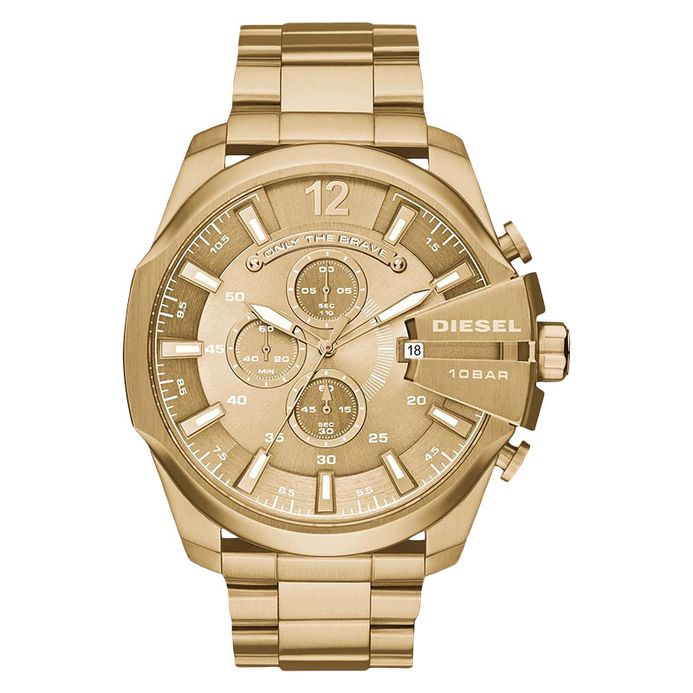Diesel Mega Chief DZ4360 Chronograph Men Gold Dial Gold Stainless Steel  Strap
