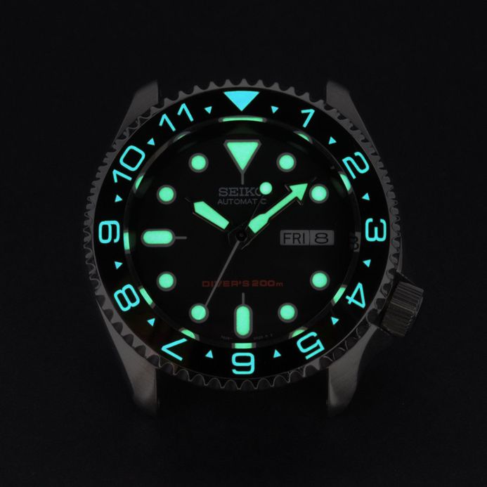 DLW Bezel for Seiko Type SKX007  SLOPE-BI-CI-007-DUALTIME-BLACK-LUMINOUS-AQUARIS