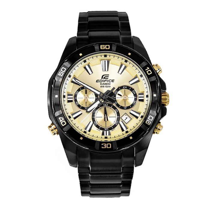Casio Edifice EFR-534BK-9AVDF ブラック×ゴールド Casio Edifice EFR-534BK-9A EFR-534BK-9AVDF Chronograph Gold Dial