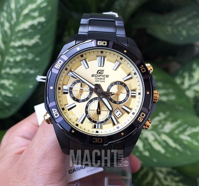 Casio Edifice EFR-534BK-9A EFR-534BK-9AVDF Chronograph Gold Dial