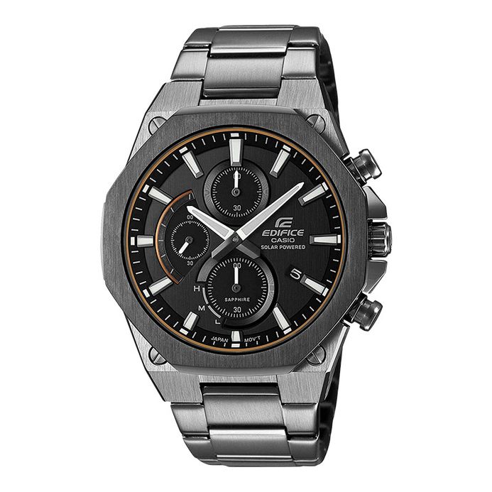 Casio Edifice Slim Line EFS-S570DC-1AUDF Tough Solar Black Dial Gunmetal  Stainless Steel Band