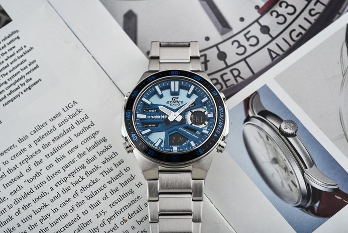Casio Edifice EFV-C110D-2BDF Blue Digital Analog Dial Stainless
