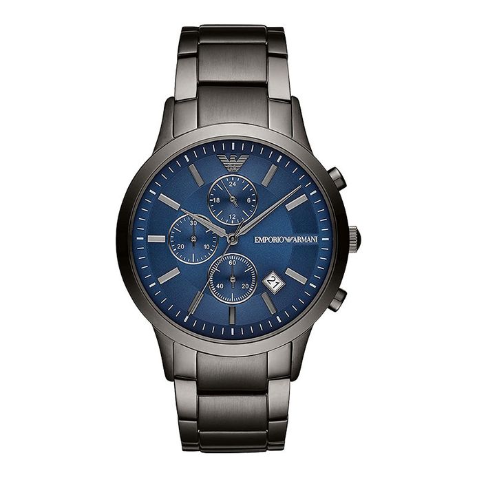 Emporio Armani AR11215 Chronograph Men Blue Dial Gunmetal Stainless Steel  Strap