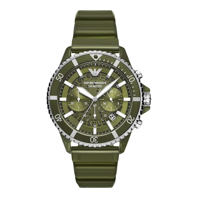 Emporio Armani Chronograph AR11534 Olive Dial Green Polyurethane