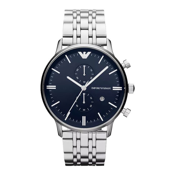 Emporio Armani Chronograph AR1648 Men Blue Dial Stainless Steel Strap