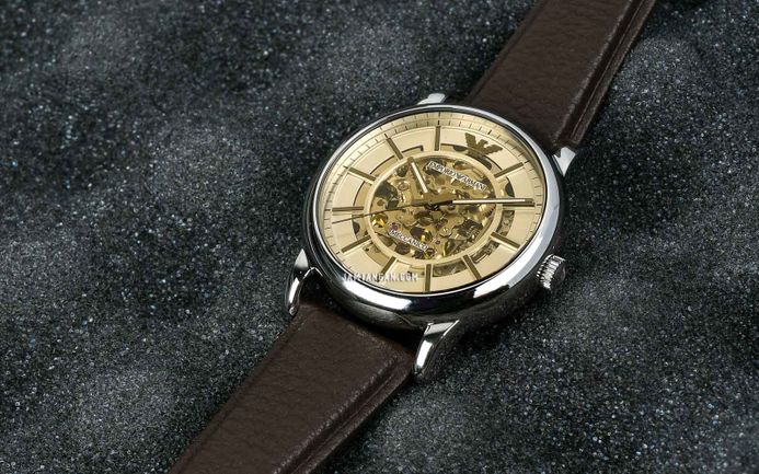 Emporio Armani AR1982 Automatic Luigi Skeleton Dial Dark Brown