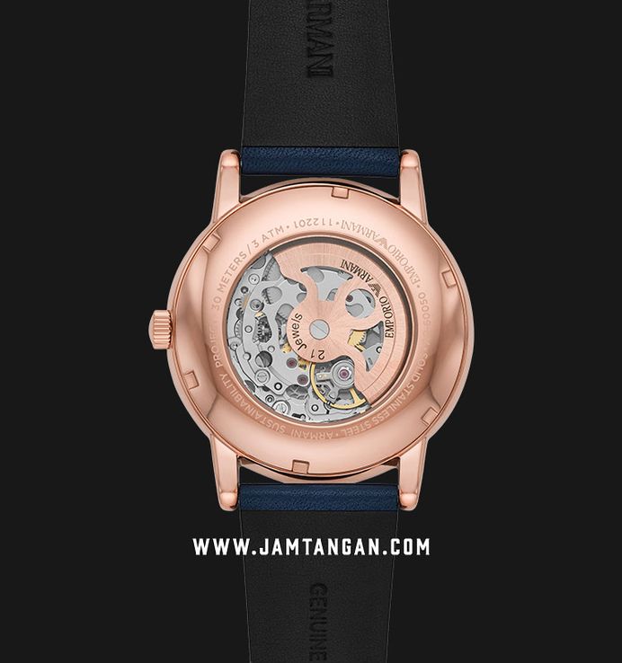 Emporio Armani Meccanico Automatic White Dial Brown Leather Strap Watch For Men - AR60027