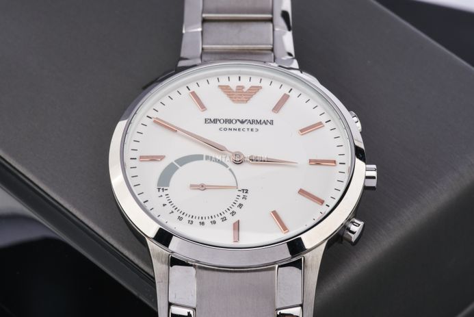 Emporio Armani Hybrid Smartwatch ART3005 Men White Dial Stainless