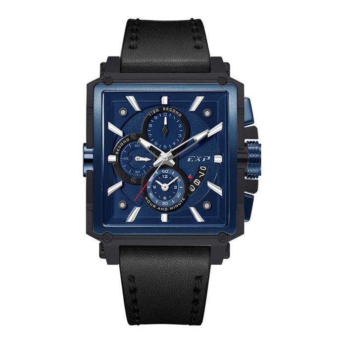 Expedition Chronograph E 6618 MC LUBBU Men Blue Dial Black Leather