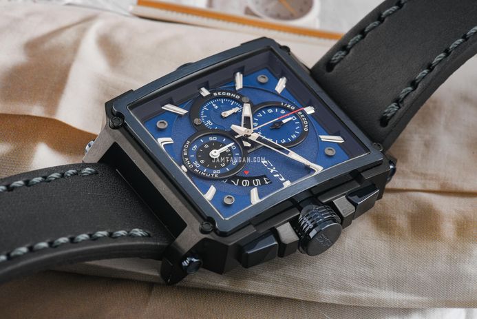 Expedition Chronograph E 6618 MC LUBBU Men Blue Dial Black Leather