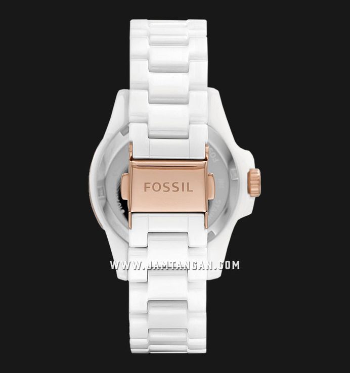 Fossil FB-01 CE1107 Ladies White Dial White Ceramic Strap