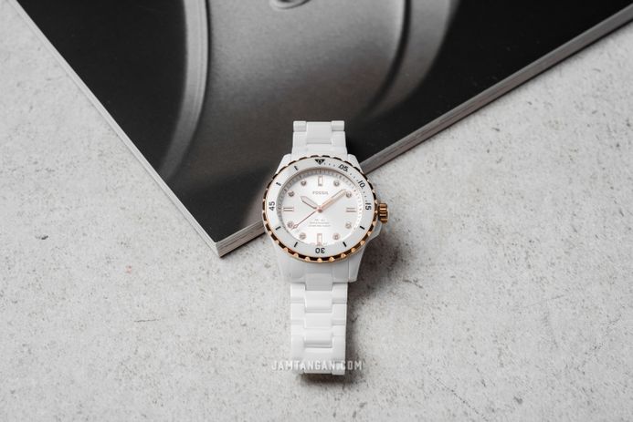 Fossil FB-01 CE1107 Ladies White Dial White Ceramic Strap