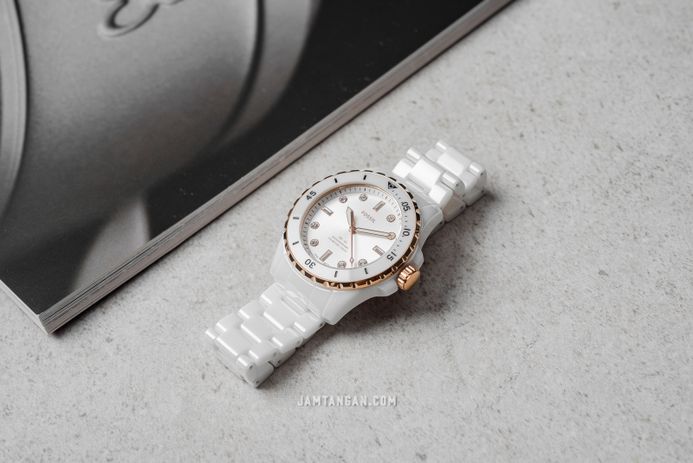 Fossil FB-01 CE1107 Ladies White Dial White Ceramic Strap