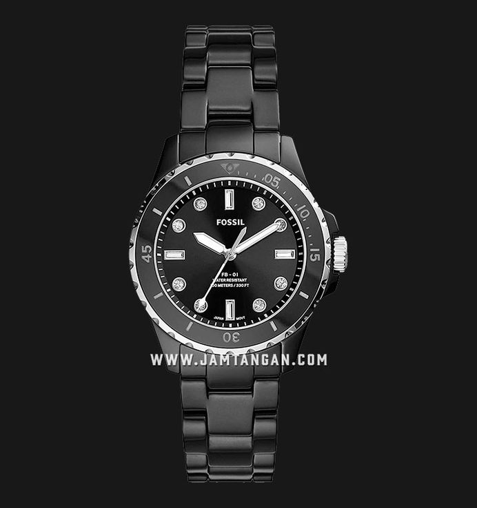 Fossil black ceramic ladies watch shop