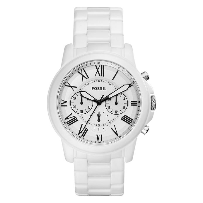Fossil Grant CE5020 Chronograph White Dial White Ceramic Strap - Main Image