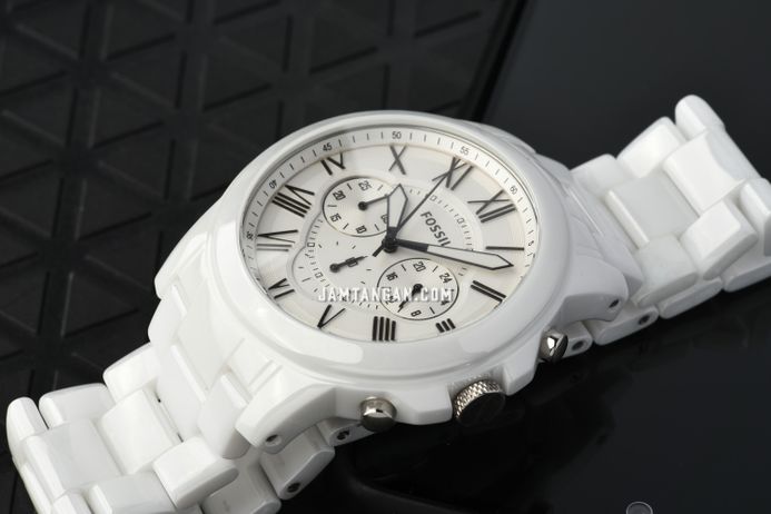 Fossil Grant CE5020 Chronograph White Dial White Ceramic Strap