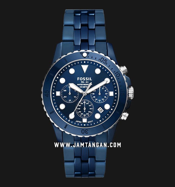 Fossil FB-01 CE5025 Chronograph Men Blue Dial Blue Ceramic Strap
