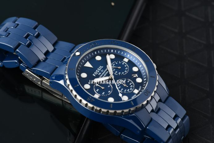Fossil FB-01 CE5025 Chronograph Men Blue Dial Blue Ceramic Strap