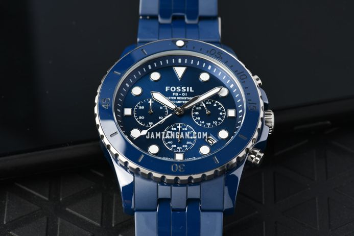 Fossil FB-01 CE5025 Chronograph Men Blue Dial Blue Ceramic Strap
