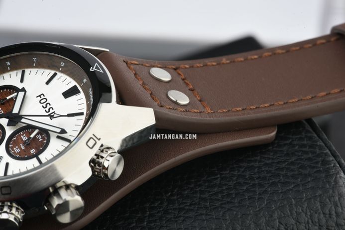 Fossil CH2565 Coachman Chronograph Silver Dial Brown Leather Strap ...