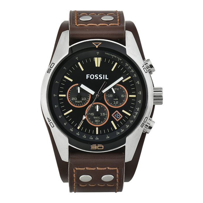 Fossil CH2891 Coachman Chronograph Black Dial Brown Leather Strap