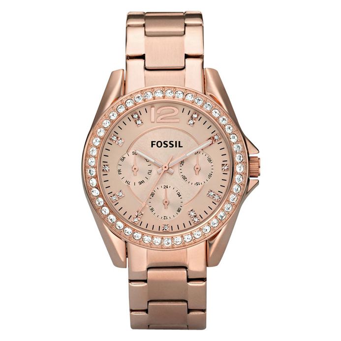 Fossil Riley ES2811 Multifunction Rose Gold Dial Rose Gold Stainless Steel  Strap