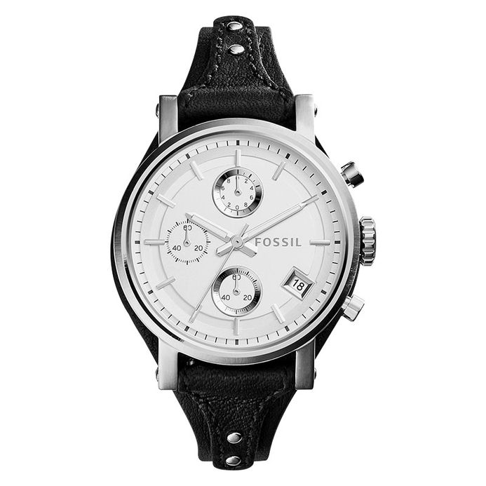 Fossil ES3817 Original Boyfriend Chronograph Black Leather Strap Watch