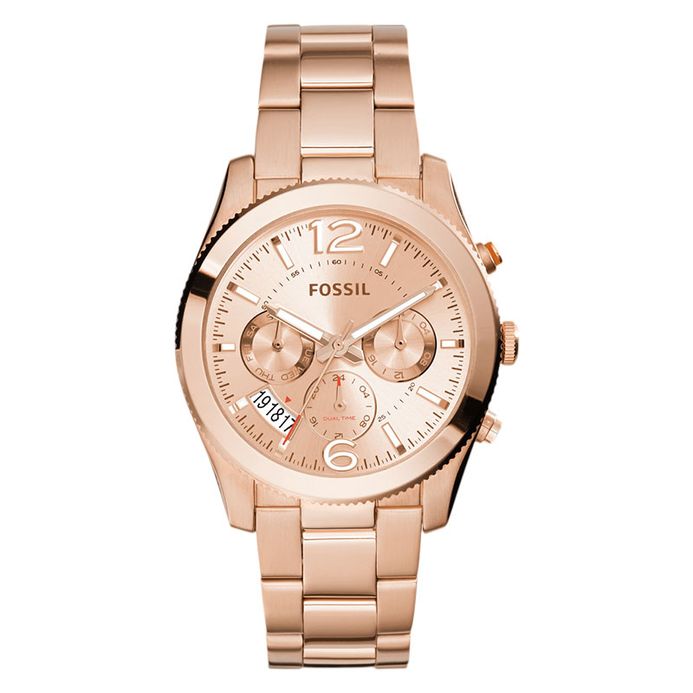 Fossil ES3885 Ladies Perfect Boyfriend Multfunction Rose Gold Dial Rose  Gold Stainless Steel Strap