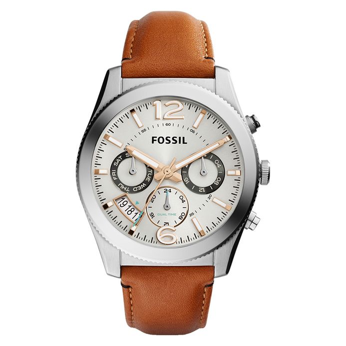 Fossil ES3932 Ladies Perfect Boyfriend Multifunction Beige Dial Dark Brown  Leather Strap