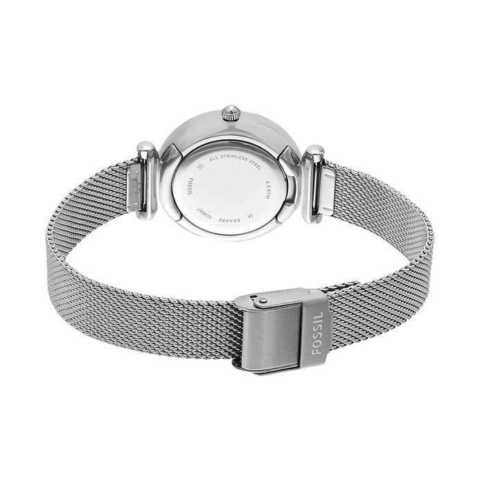 Fossil Carlie ES4432 Mini White Mother of Pearl Dial Mesh Strap - Main Image